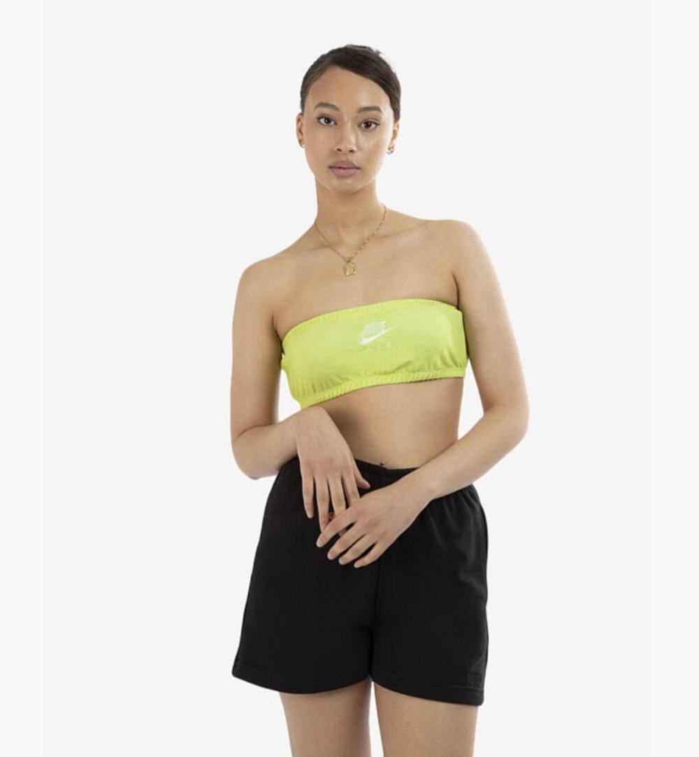 NIKE Air Pique Bandeau Top Bright Green Strapless Embroidered Logo Size M NEW